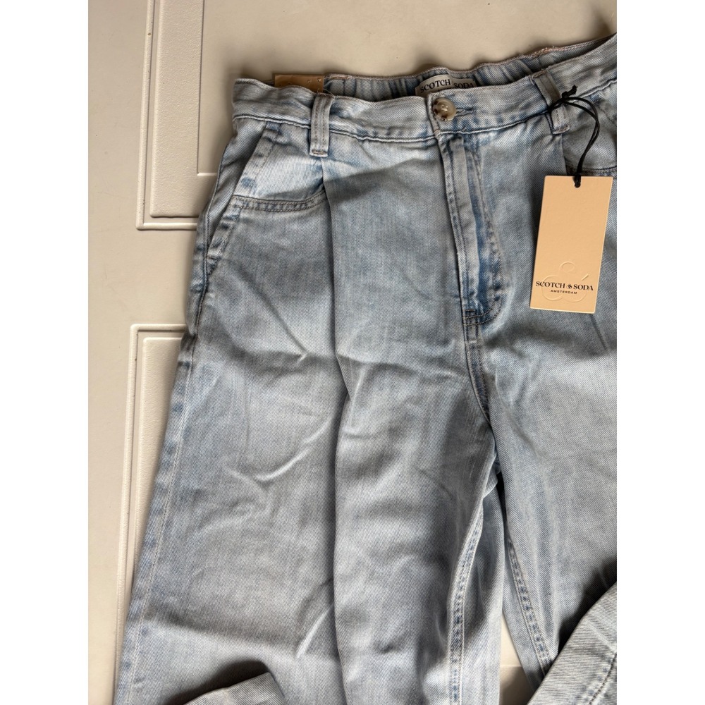 Scotch & Soda Chelsea Hotel Wide Leg Pleated Jeans Light Indigo 26 - Picture 2 of 8